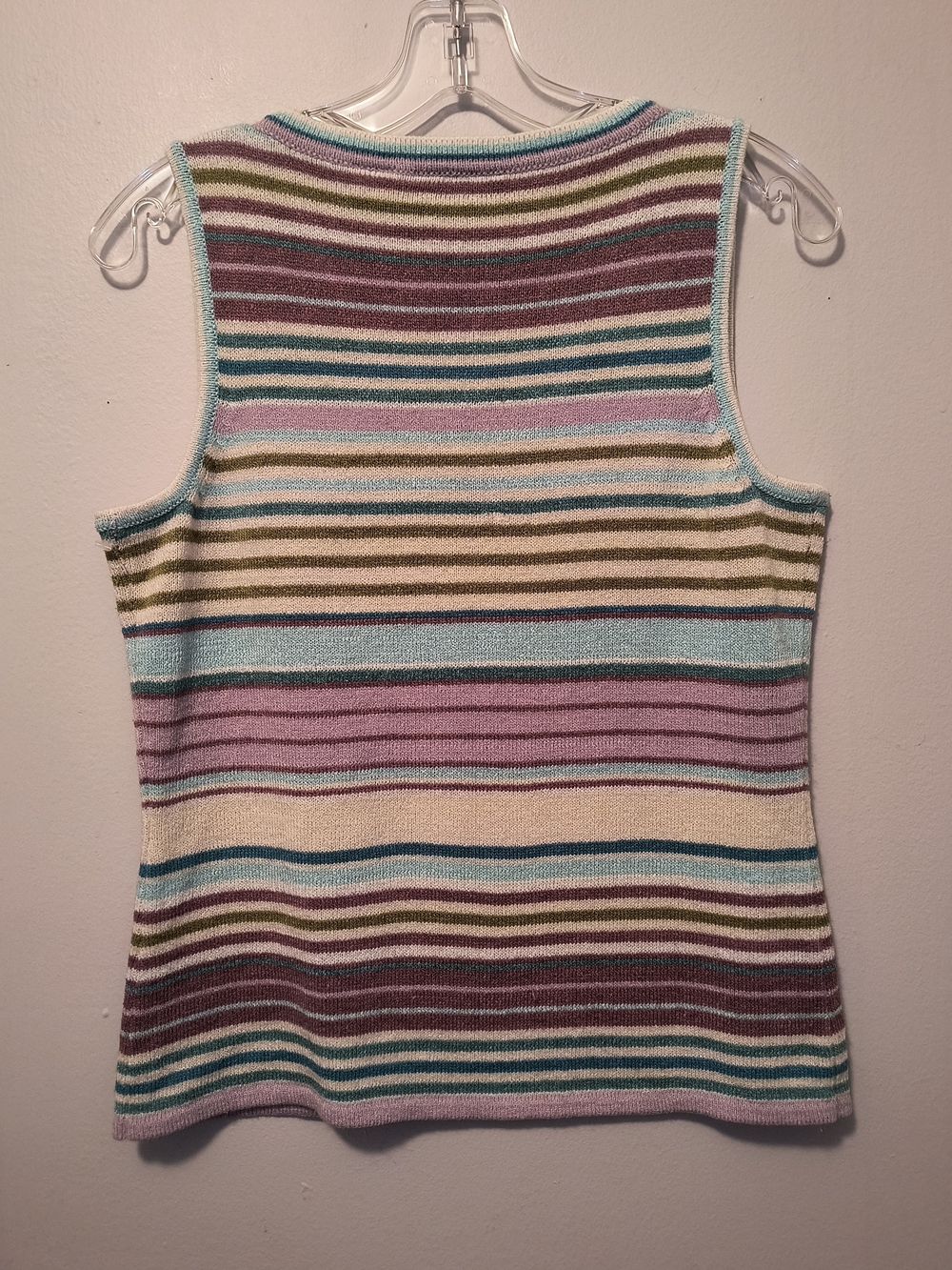 Vintage Villager Y2k Liz Claiborne Striped V-Neck Sweater Vest Tank Top Size L - Picture 6 of 6